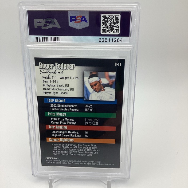 2003 NetPro - Roger Federer #G-11 Glossy /5000 (RC) view 2