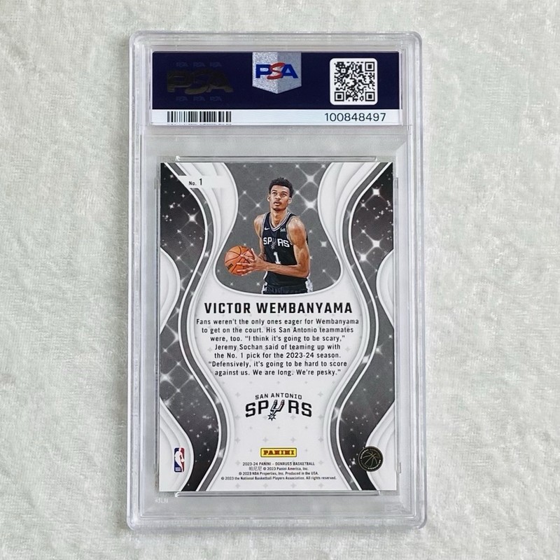 PSA 10 Victor Wembanyama (RC) Magicians 2023 NBA Donruss Spurs Rookie Card #1 view 2