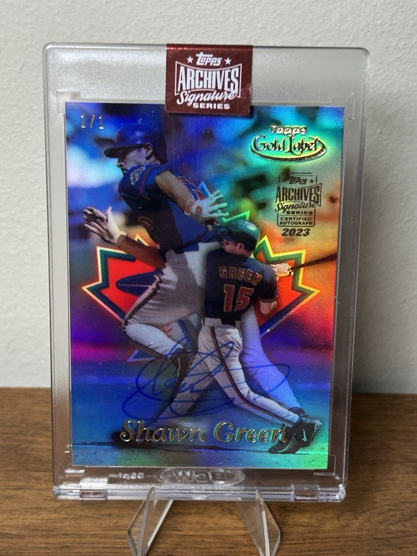 2023 Topps Archives Signature Series Shawn Green 1/1 Auto Blue Jays Gold Label