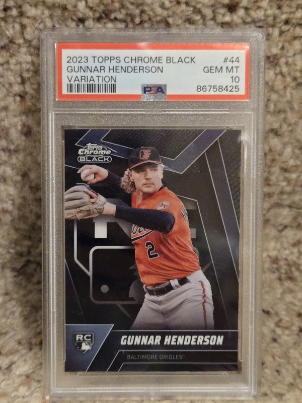 2023 Topps Chrome Black Gunnar Henderson Refractor Variation Rookie SP PSA 10