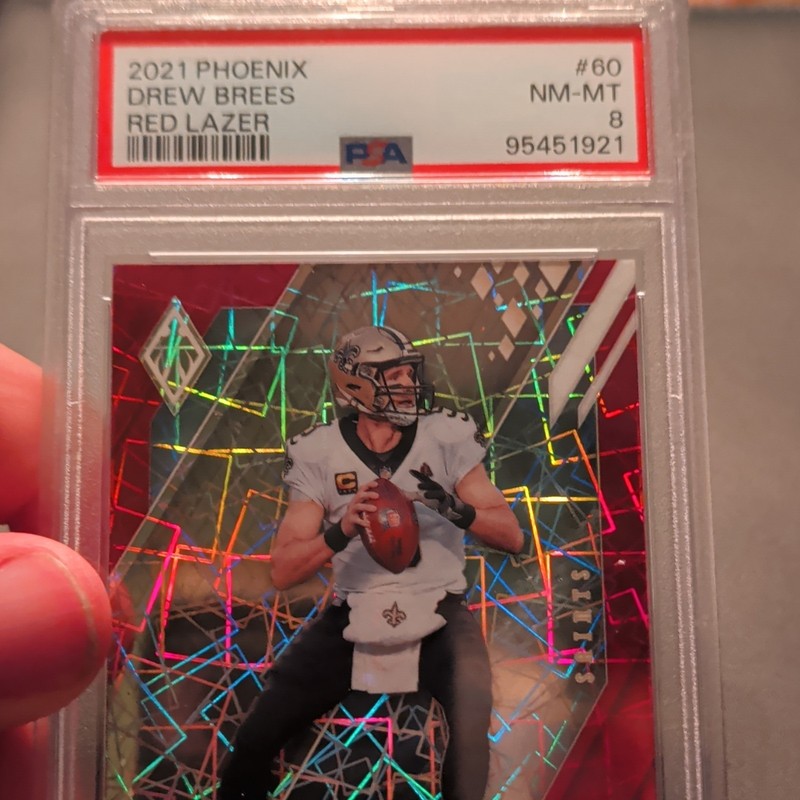 Panini Phoenix Football Drew Brees #60 Red Lazer /285 PSA 8 Serial Numbered view 2