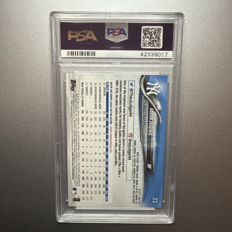 2018 Topps Aaron Judge #23 New Era PSA 10 view 2