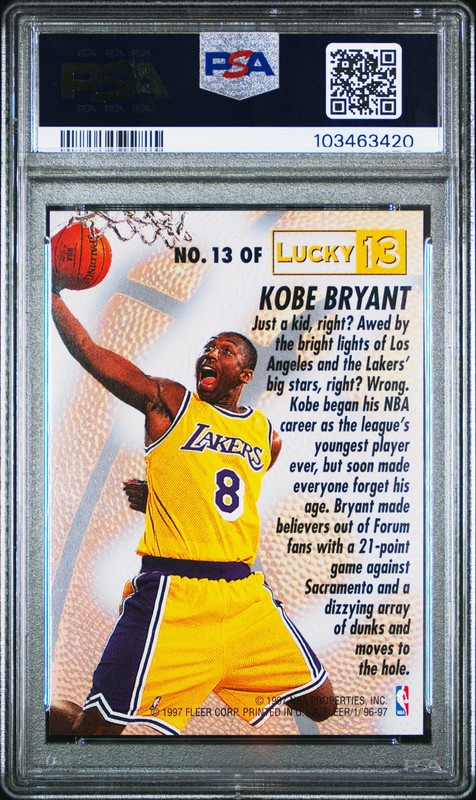 1996 FLEER LUCKY 13 #13 KOBE BRYANT PSA 9 view 2