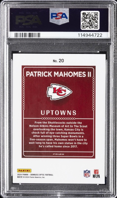 2024 PANINI DONRUSS OPTIC UPTOWNS #20 PATRICK MAHOMES II PSA 9 view 2