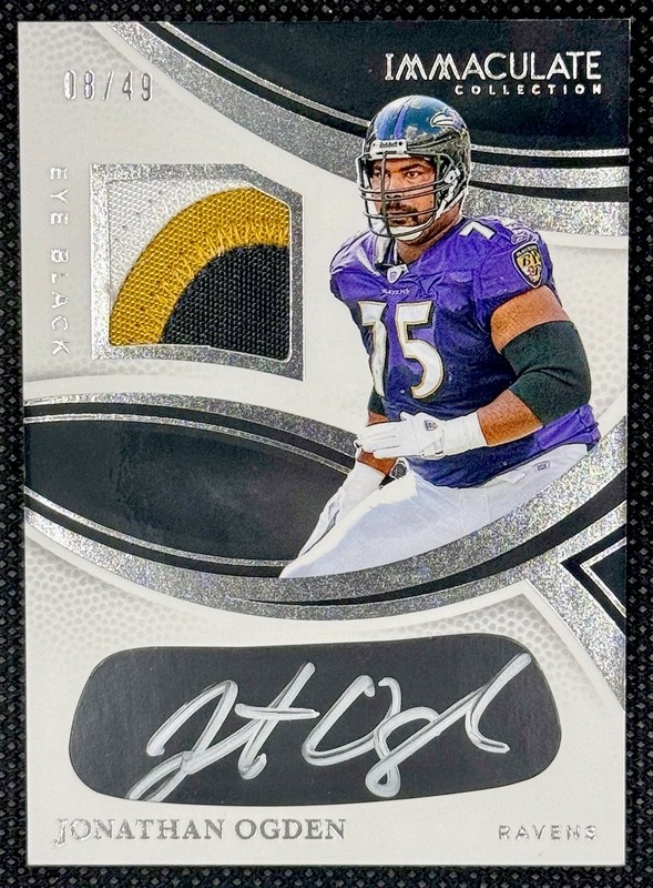 2025 Panini Immaculate Eye Black Patch Auto #IEBJ-JON JONATHAN OGDEN #/49 Ravens