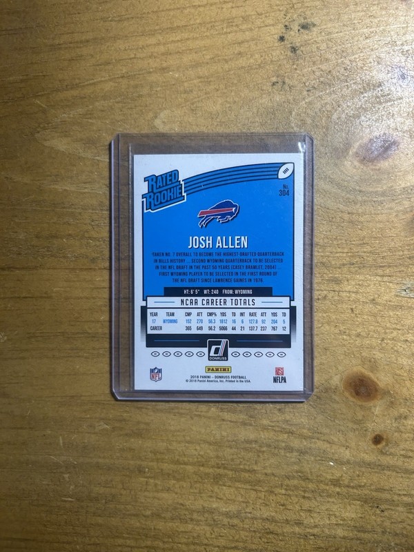 2018 Panini Donruss - Rated Rookie Josh Allen #304 (RC) view 2