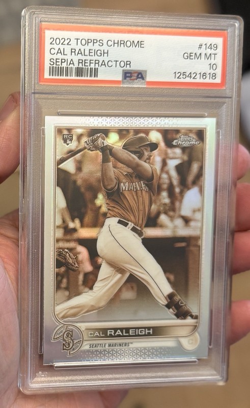 2022 Topps Chrome Cal Raleigh #149 Rookie Sepia Refractor PSA 10 💎 Gem Mint!