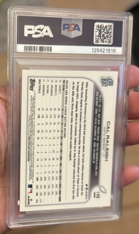 2022 Topps Chrome Cal Raleigh #149 Rookie Sepia Refractor PSA 10 💎 Gem Mint! view 2