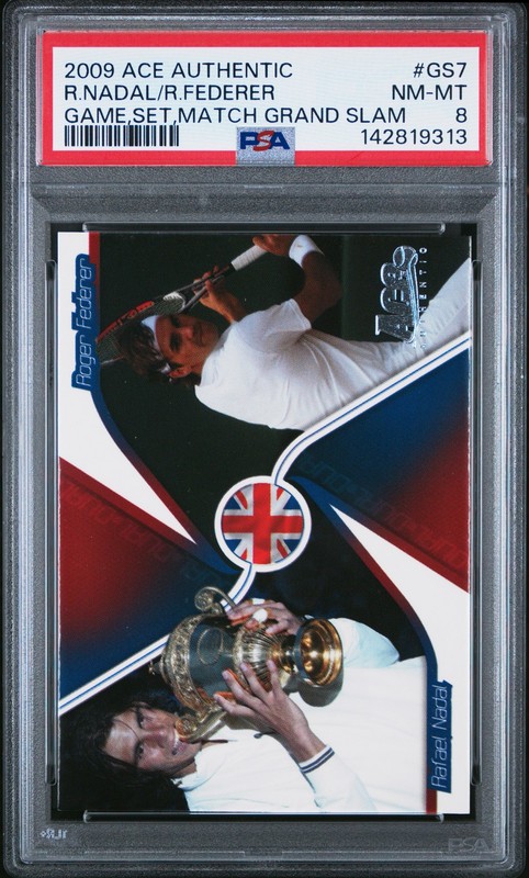 2009 ACE AUTHENTIC GAME,SET,MATCH GRAND SLAM RAFAEL NADAL/ROGER FEDERER PSA 8
