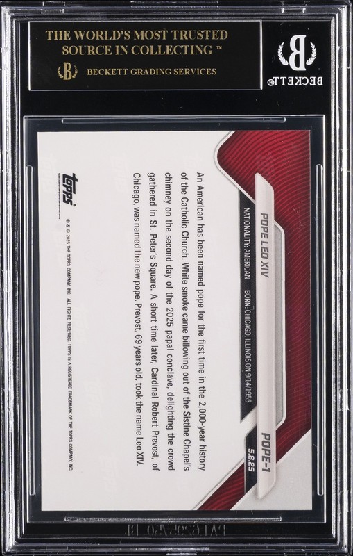 2025 TOPPS NOW #1 POPE LEO XIV BGS 10 BLACK LABEL view 2