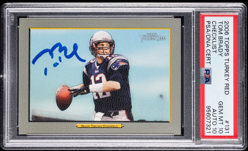 2006 TOPPS TURKEY RED CHECKLIST #131 TOM BRADY PSA 10 DNA AUTO 10