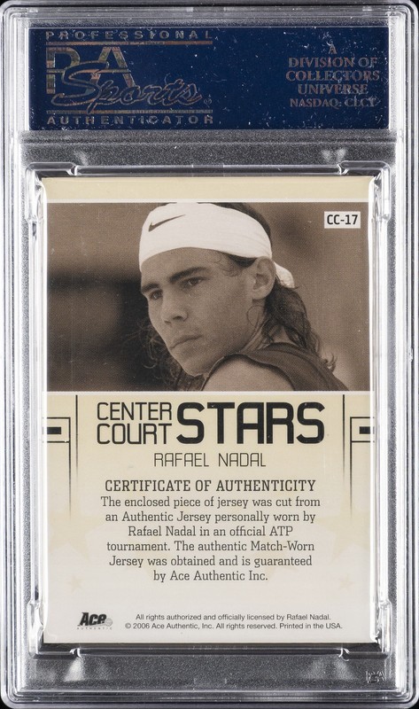 2006 ACE AUTHENTIC CENTER COURT STARS JERSEY #CC-17 RAFAEL NADAL PSA 9 view 2