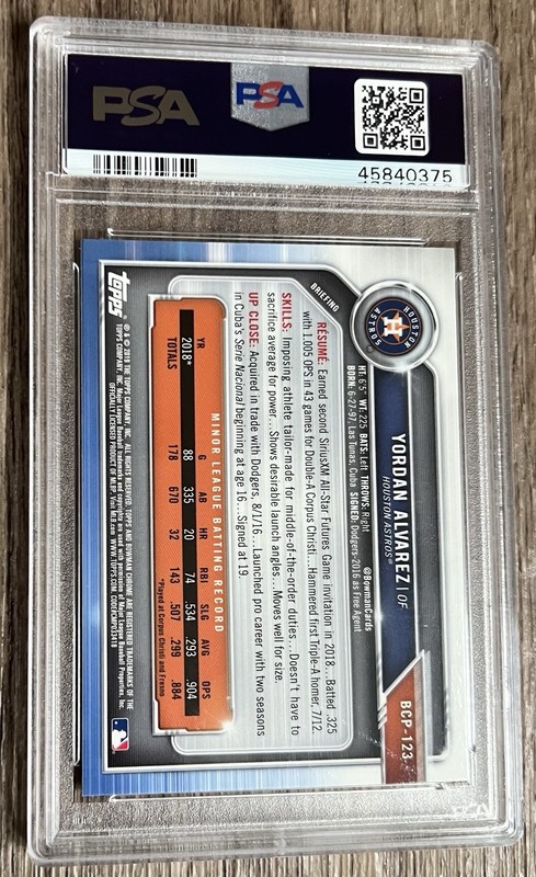 2019 Bowman Chrome Mega Box Yordan Alvarez #123 Rookie RC PSA 10 Gem Mint 🔥📈 view 2