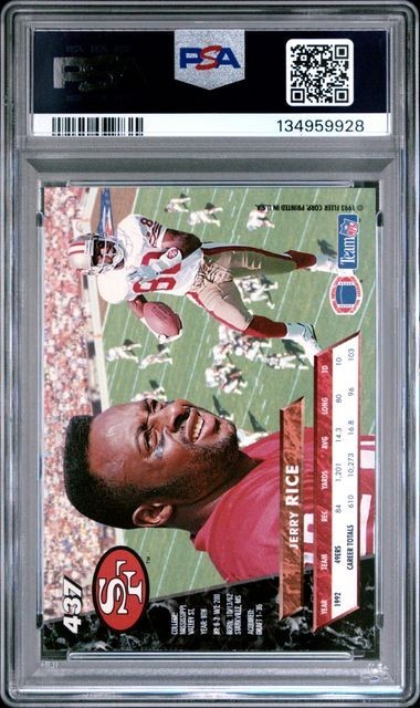 1993 Fleer Ultra #437 Jerry Rice Card PSA 10 RARE Pop 22 HOF San Francisco 49ers view 2