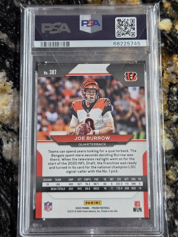 2020 Joe Burrow RC #307 Panini Prizm PSA 10 Gem Mint! view 2