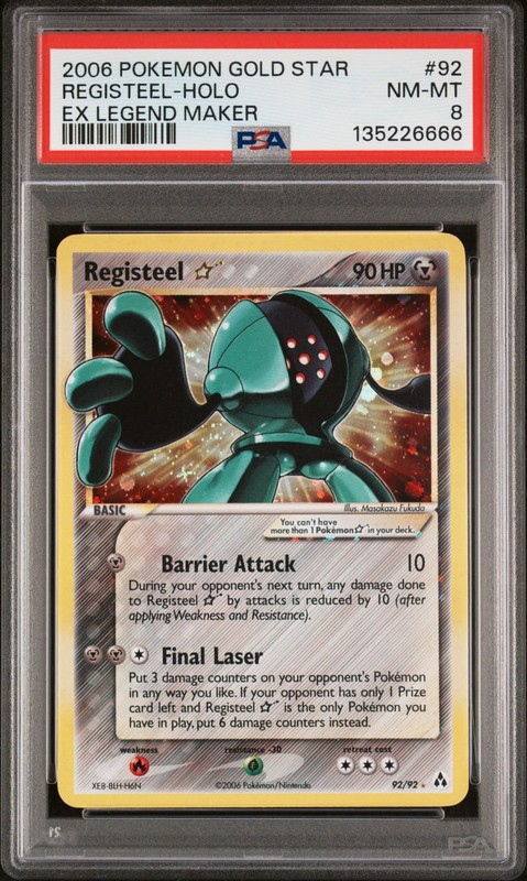 2006 POKEMON EX LEGEND MAKER GOLD STAR #92 REGISTEEL-HOLO PSA 8