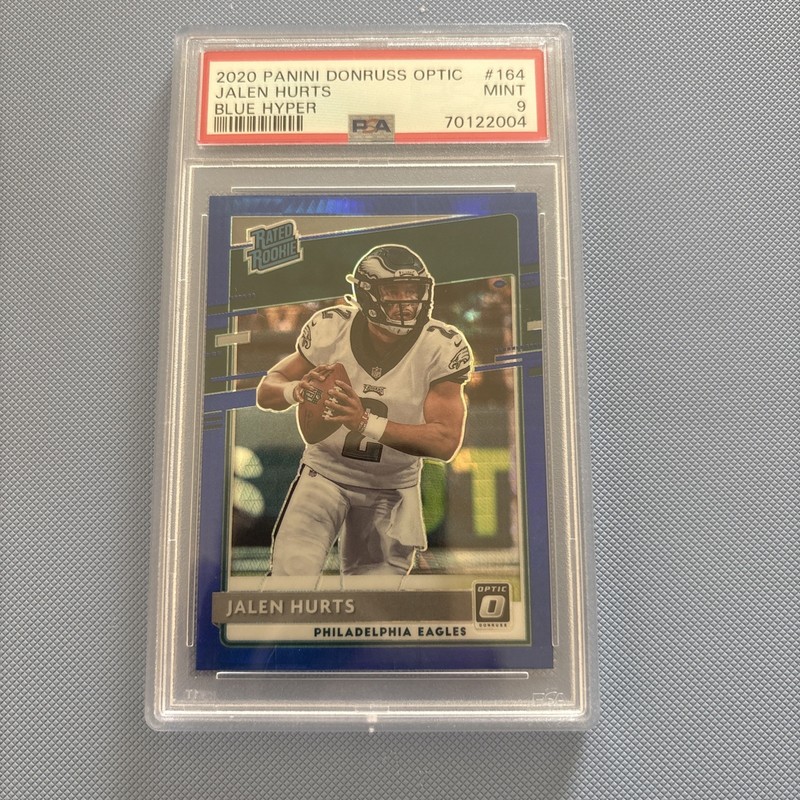 2020 Donruss Optic Blue Hyper Prizm #164 Jalen Hurts Eagles RC Rookie PSA 9