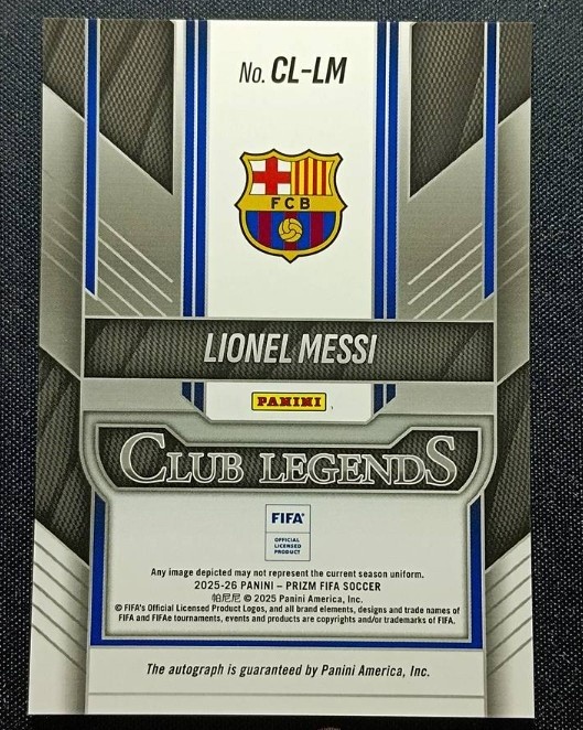 Lionel Messi 2025-26 Panini Prizm FIFA Club Legends Auto #CL-LM -k view 2