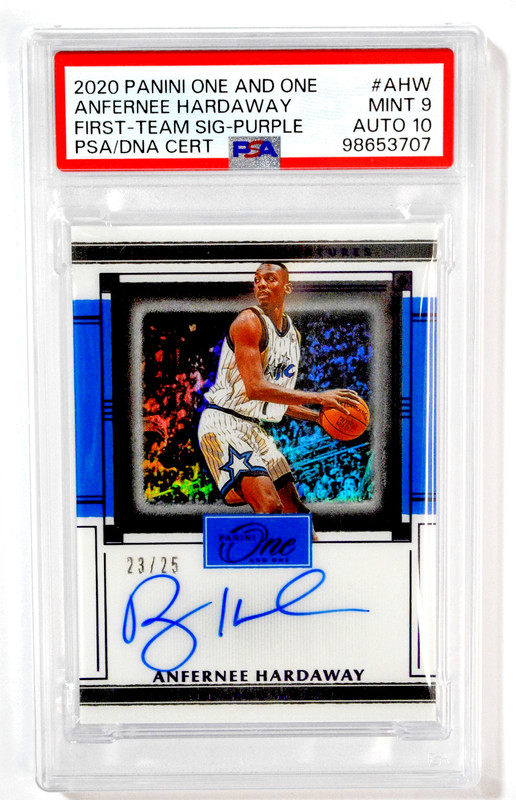 2020 Panini One and One #AHW Anfernee Hardaway First-Team Auto Purple /25 PSA 9