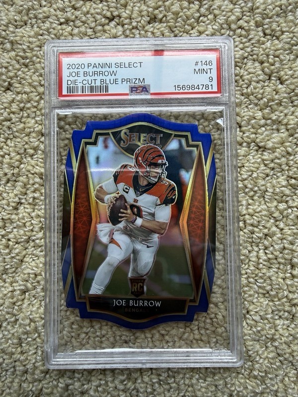 2020 Joe Burrow Panini Select Die Cut Blue Prizm PSA 9 Rookie Card - Bengals