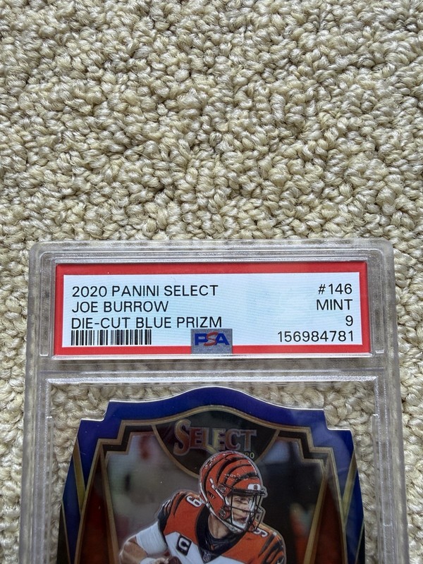 2020 Joe Burrow Panini Select Die Cut Blue Prizm PSA 9 Rookie Card - Bengals view 2