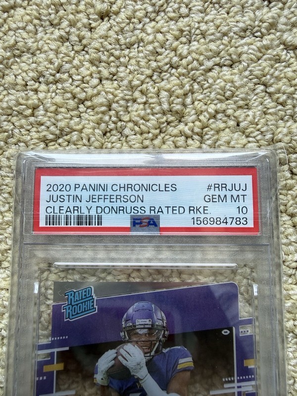 Panini 2020 Clearly Donruss Rated Rookie Justin Jefferson #RR-JUJ PSA 10 Vikings view 2
