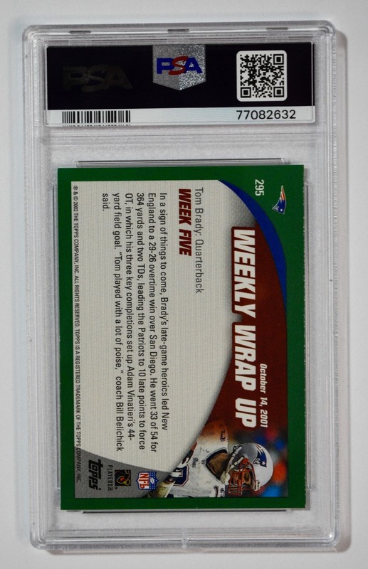 2002 Topps #295 Tom Brady Collection Weekly Wrap Up PSA 8 Low Pop view 2