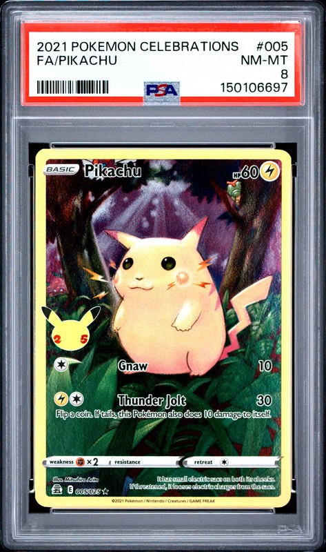 2021 POKEMON CELEBRATIONS #005 FULL ART/PIKACHU PSA 8