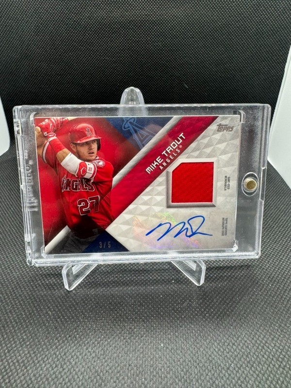 2018 Topps Major League Material Mike Trout Auto /5 Game Used Patch