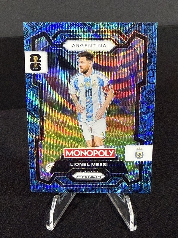 2026 Panini Prizm Monopoly FIFA World Cup Lionel Messi Blue Wave Prizm card #1