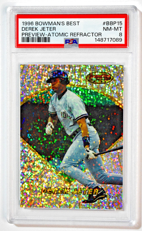 1996 Bowman's Best #BBP15 Derek Jeter Preview Atomic Refractor PSA 8 Yankees