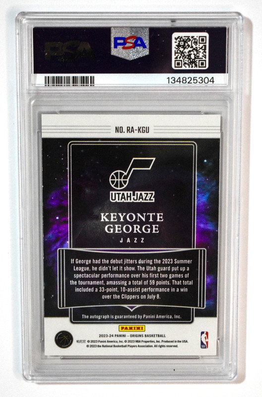 2023 Panini Origins Keyonte George RC Rookie Auto Red /99 PSA 7 Auto 10 Jazz view 2