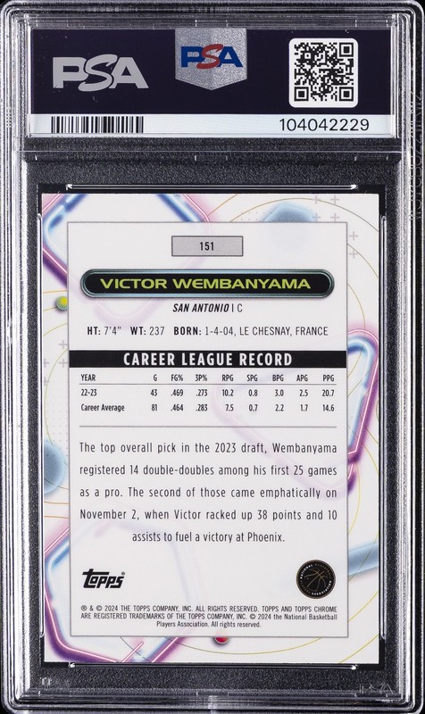 2023 TOPPS COSMIC CHROME #151 VICTOR WEMBANYAMA ROOKIE RC PSA 10 view 2