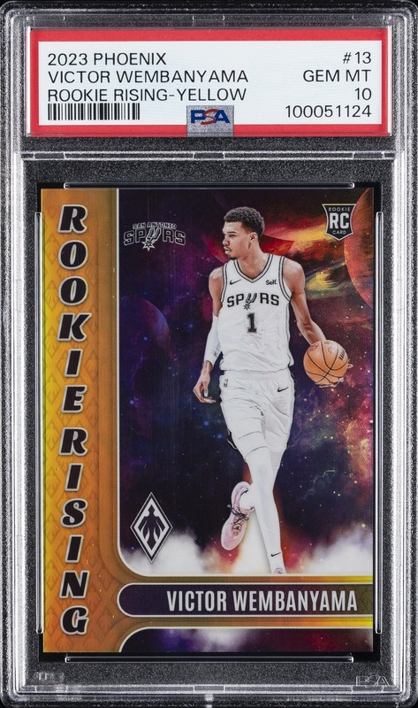 2023 PANINI PHOENIX ROOKIE RISING YELLOW #13 VICTOR WEMBANYAMA RC /35 PSA 10