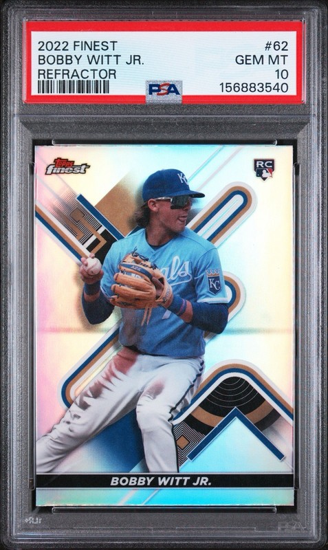 2022 Topps Finest - Bobby Witt Jr. #62 Refractor (RC) PSA 10 view 2
