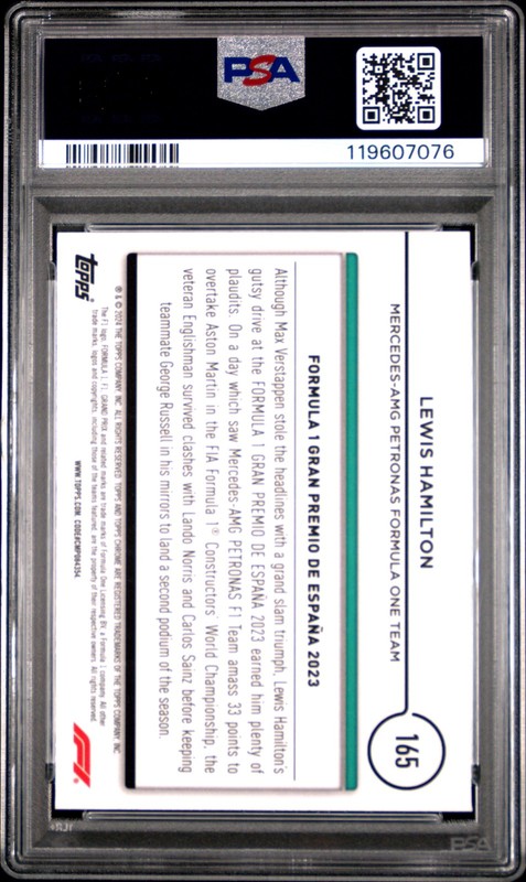 2024 TOPPS CHROME FORMULA 1 LOGOFRACTOR EDITION GOLD LEWIS HAMILTON 9/50 PSA 10 view 2