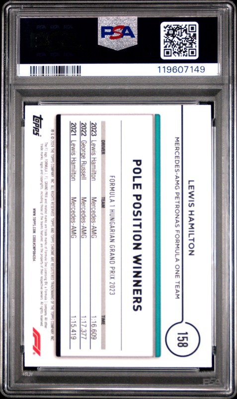 2024 TOPPS CHROME FORMULA 1 LOGOFRACTOR EDITION GOLD LEWIS HAMILTON 14/50 PSA 10 view 2