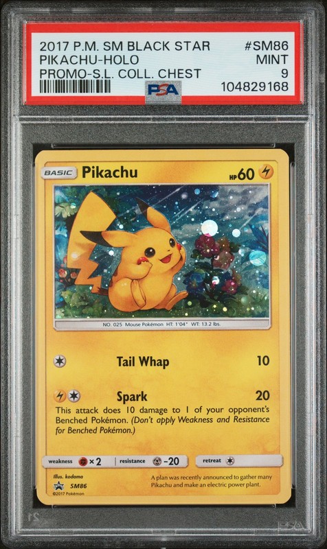 2017 POKEMON SM BLACK STAR PROMO #SM86 PIKACHU-HOLO PSA 9