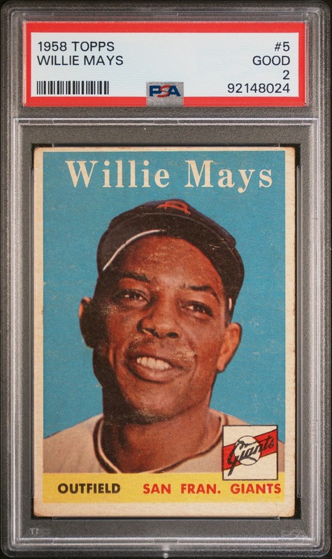 1958 TOPPS #5 WILLIE MAYS PSA 2