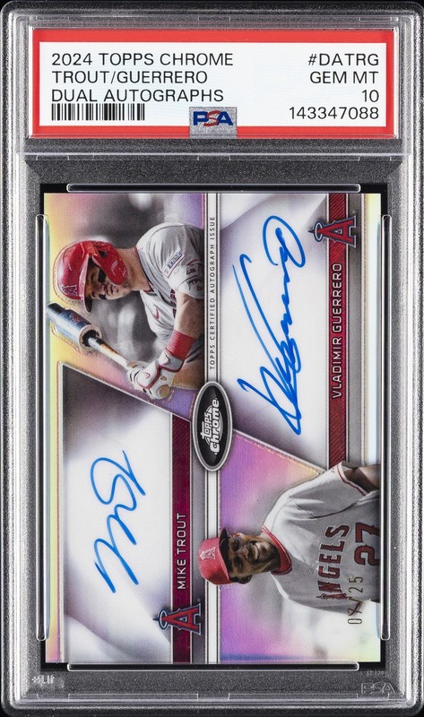 2024 TOPPS CHROME DUAL AUTOS #DATRG MIKE TROUT/VLADIMIR GUERRERO 7/25 PSA 10