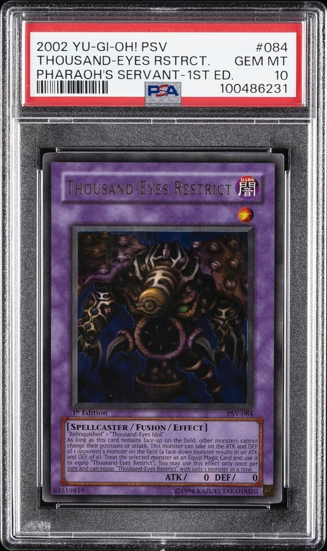 2002 YU-GI-OH! PSV-PHARAOH'S SERVANT 1ST EDITION THOUSAND-EYES RESTRICT PSA 10
