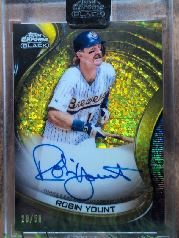 2022 Topps Chrome Black Robin Yount Auto Gold Mini-Diamond /50 Brewers #CBA-RY view 1