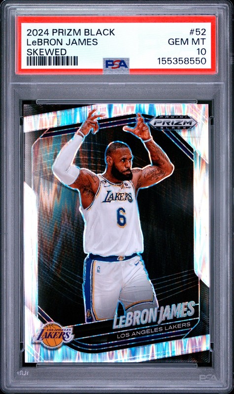 2024 PANINI PRIZM BLACK SKEWED #52 LEBRON JAMES 45/249 PSA 10