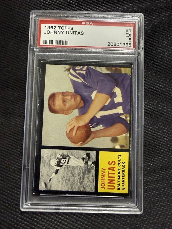 Topps 1962 Johnny Unitas #1 PSA 5 EX Baltimore Colts Football Card