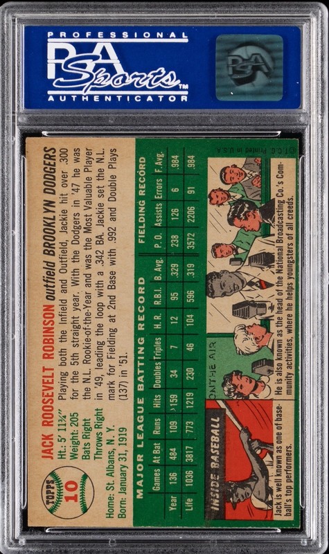1954 Topps Jackie Robinson #10 PSA 8 OC Near Mint - Mint 💎 Great Eye Appeal! view 2