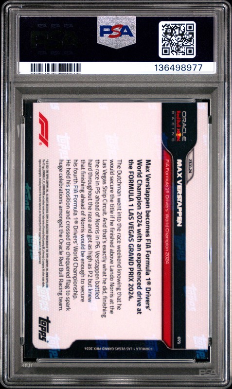 2024 TOPPS NOW FORMULA 1 #71 MAX VERSTAPPEN PSA 9 view 2