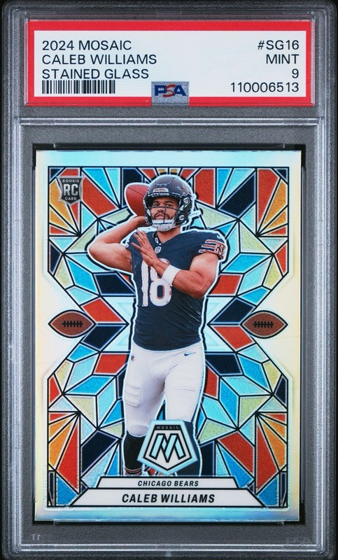 CALEB WILLIAMS PSA 9 2024 PANINI MOSAIC #SG-16 STAINED GLASS PRIZM RC ROOKIE