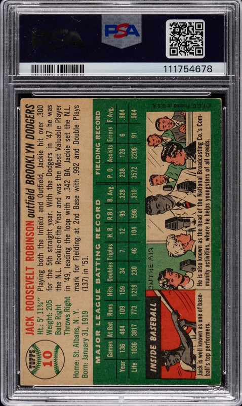 1954 Topps Jackie Robinson #10 PSA 4 VG-EX 💎 Just Graded Brand New Slab! view 2