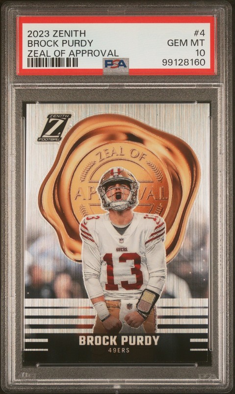 2023 PANINI ZENITH ZEAL OF APPROVAL #4 BROCK PURDY PSA 10