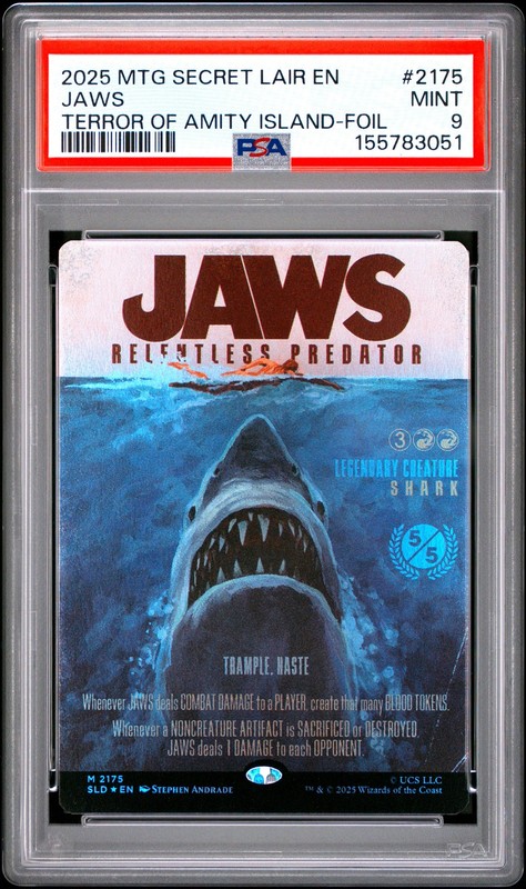 2025 MAGIC: THE GATHERING SECRET LAIR DROP #2175 JAWS, RELENTLESS PREDATOR PSA 9